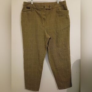 Ralph Lauren Women's Tan and Brown Houndstooth Pants 98% Cotton Sz 18